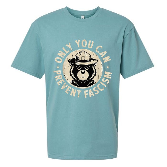 Only You Can Prevent Fascism Bear Sueded Cloud Jersey T-Shirt