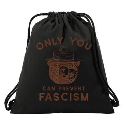 Only You Can Prevent Fascism Bear Drawstring Bag