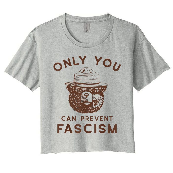 Only You Can Prevent Fascism Bear Women's Crop Top Tee