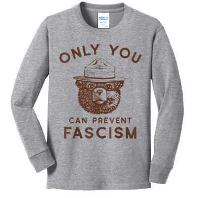 Only You Can Prevent Fascism Bear Kids Long Sleeve Shirt