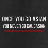 Once You Go Asian You Never Go Caucasian 7 Panel Mesh Trucker Snapback Hat