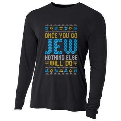 Once You Go Jew Nothing Else Will Do Jewish Hanukkah Pajama Cooling Performance Long Sleeve Crew