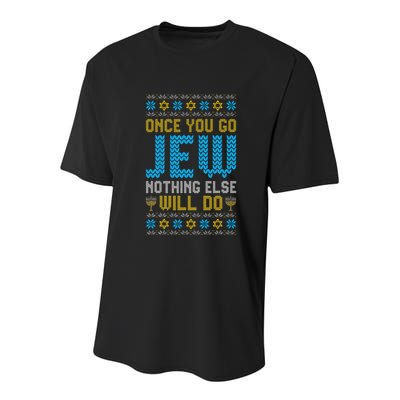 Once You Go Jew Nothing Else Will Do Jewish Hanukkah Pajama Youth Performance Sprint T-Shirt