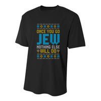 Once You Go Jew Nothing Else Will Do Jewish Hanukkah Pajama Youth Performance Sprint T-Shirt