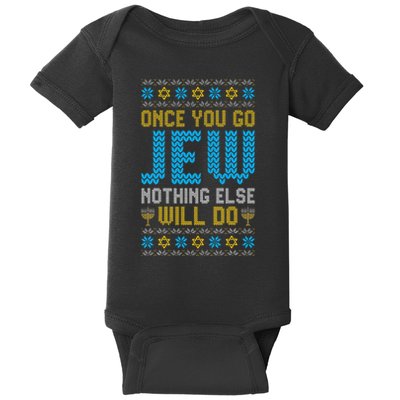 Once You Go Jew Nothing Else Will Do Jewish Hanukkah Pajama Baby Bodysuit