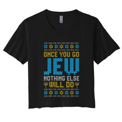 Once You Go Jew Nothing Else Will Do Jewish Hanukkah Pajama Crop Top