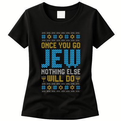Once You Go Jew Nothing Else Will Do Jewish Hanukkah Pajama Womens T-Shirt