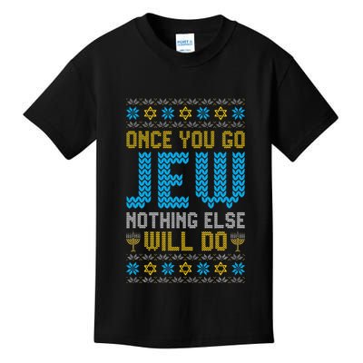 Once You Go Jew Nothing Else Will Do Jewish Hanukkah Pajama Kids T-Shirt