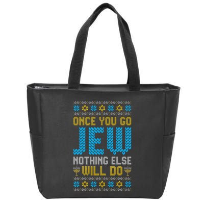 Once You Go Jew Nothing Else Will Do Jewish Hanukkah Pajama Zip Tote Bag