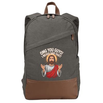 Omg You Guys I Never Said That Funny Jesus Design Cotton Canvas Backpack