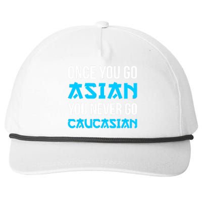 Once You Go Asian You Never Go Caucasian Funny Asian Snapback Five-Panel Rope Hat