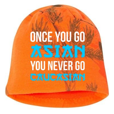 Once You Go Asian You Never Go Caucasian Funny Asian Kati - Camo Knit Beanie