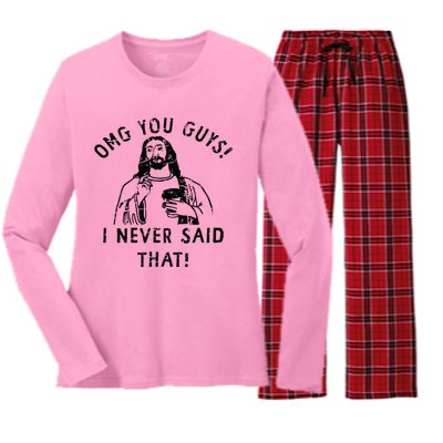 Omg You Guys I Never Said That Christian Relegious Omg You Guys I Never Sa Women's Long Sleeve Flannel Pajama Set 