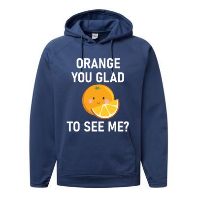 Orange You Glad To See Me Funny Sarcastic Corny Dad Jokes Gift Performance Fleece Hoodie