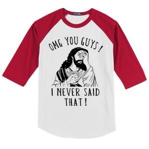 Omg You Guys I Never Said That Funny Sarcastic Quote Kids Colorblock Raglan Jersey