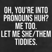 Oh Youre Into Pronouns Huh Me Too Let Me She Them Tiddies Funny Adult Drive Performance Visor