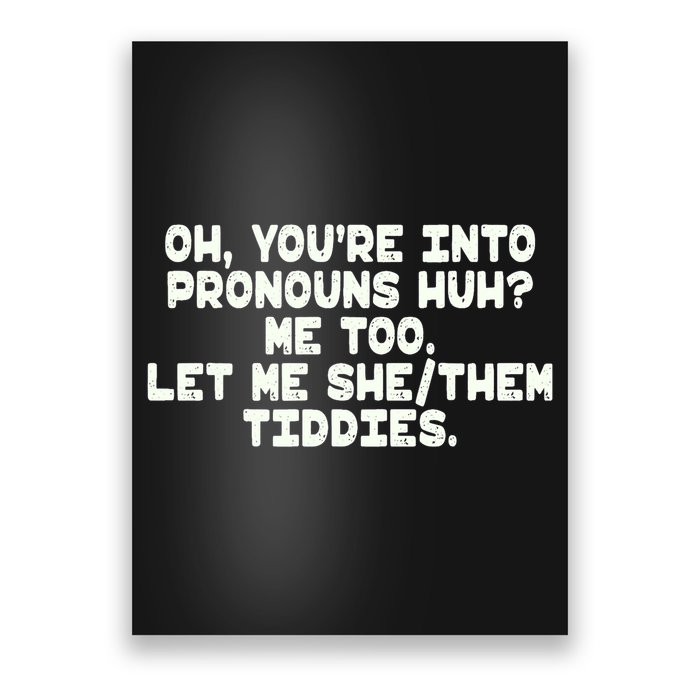 Oh You're Into Pronouns Huh? Me Too, Let Me She/Them Tiddies Poster
