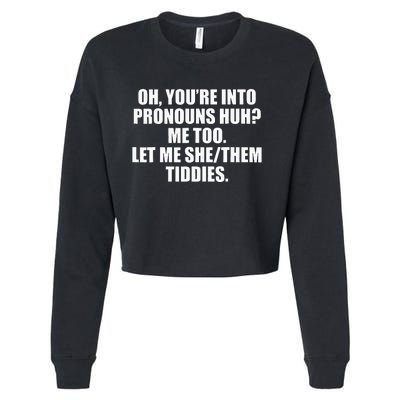 Oh YouRe Into Pronouns Huh Me Too Let Me Shethem Tiddies Cropped Pullover Crew