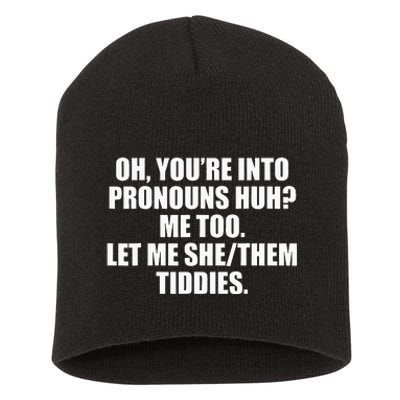 Oh YouRe Into Pronouns Huh Me Too Let Me Shethem Tiddies Short Acrylic Beanie