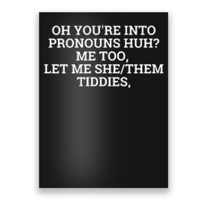 Oh You're Into Pronouns Huh? Me Too, Let Me She/Them Tiddies Poster