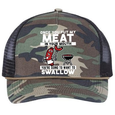 Once You Put My Meat In Your Mouth, You're Going To Want To Retro Rope Trucker Hat Cap