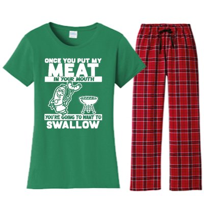 Once You Put My Meat In Your Mouth Women's Flannel Pajama Set