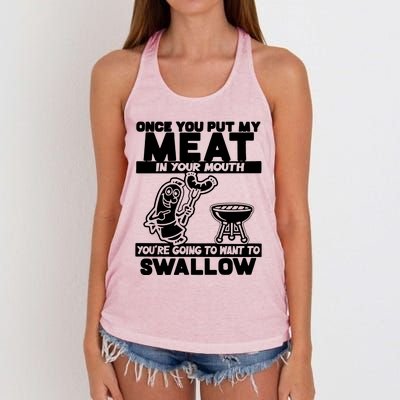 Once You Put My Meat In Your Mouth Women's Knotted Racerback Tank