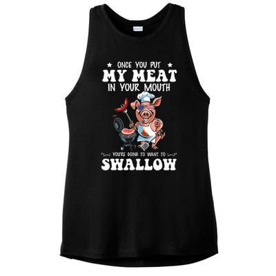 Once You Put My Meat In Your Mouth Funny BBQ Grilling Ladies PosiCharge Tri-Blend Wicking Tank