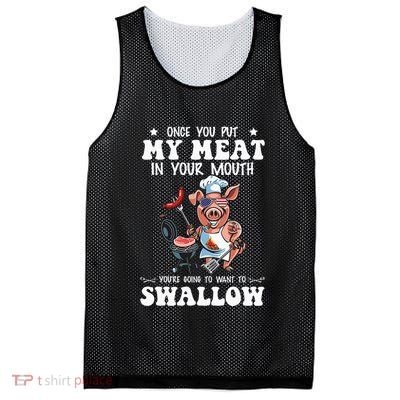 Once You Put My Meat In Your Mouth Funny BBQ Grilling Mesh Reversible Basketball Jersey Tank