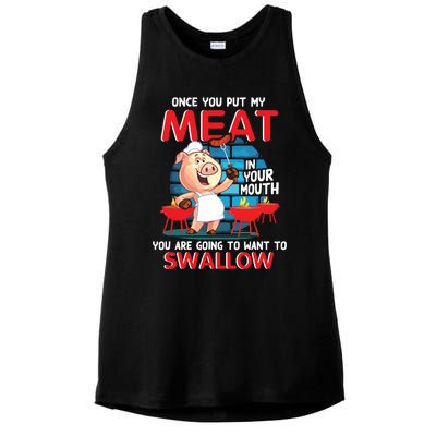 Once You Put My Meat In Your Mouth Funny BBQ Ladies PosiCharge Tri-Blend Wicking Tank