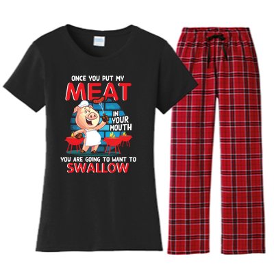 Once You Put My Meat In Your Mouth Funny BBQ Women's Flannel Pajama Set