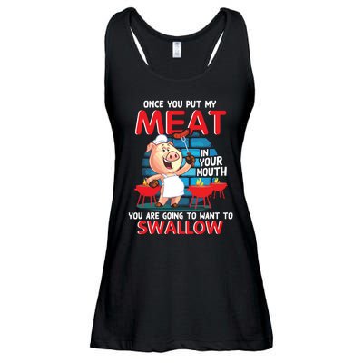 Once You Put My Meat In Your Mouth Funny BBQ Ladies Essential Flowy Tank