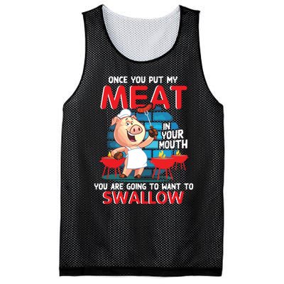 Once You Put My Meat In Your Mouth Funny BBQ Mesh Reversible Basketball Jersey Tank