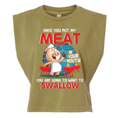 Once You Put My Meat In Your Mouth Funny BBQ Garment-Dyed Women's Muscle Tee