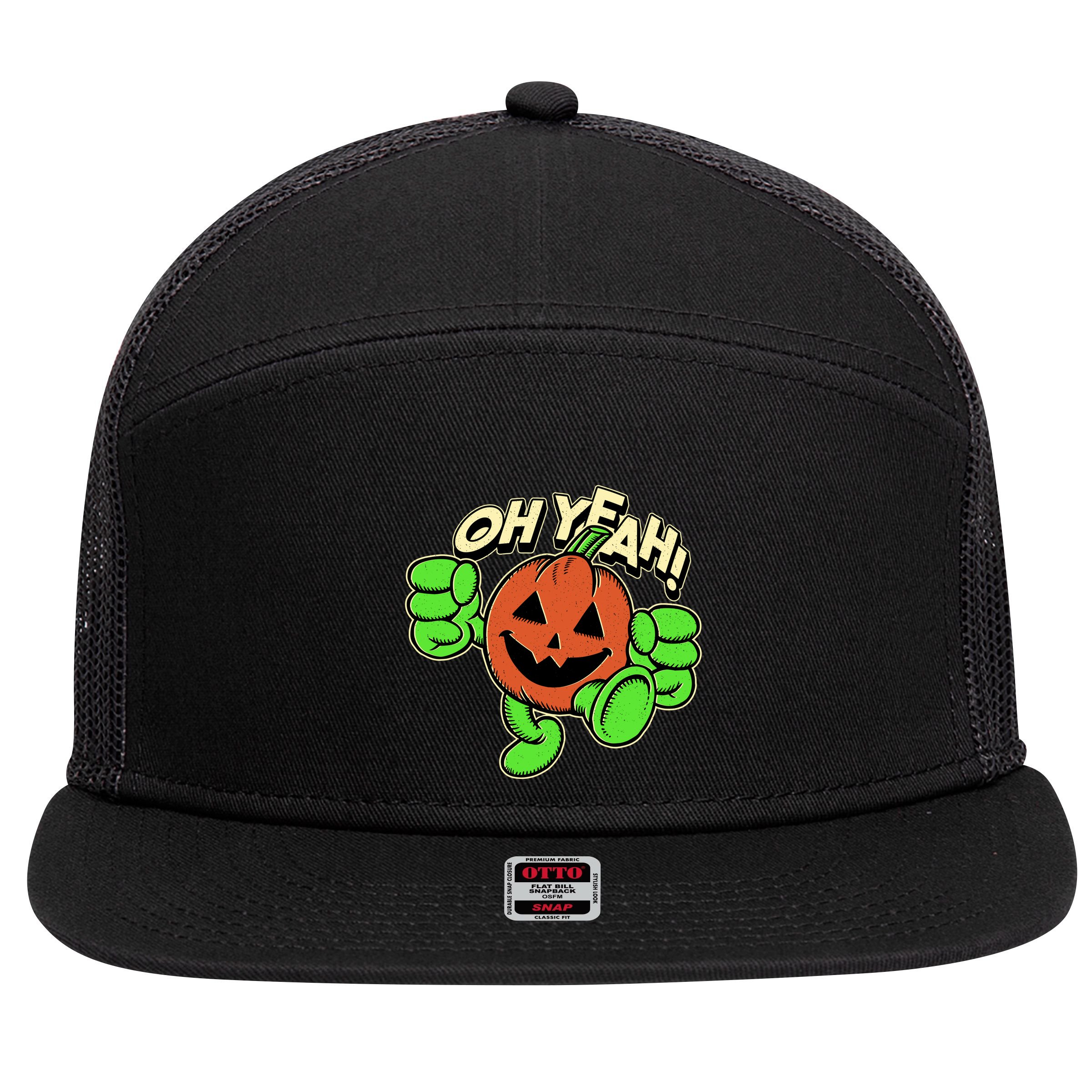 Oh Yeah! Pumpkin Man 7 Panel Mesh Trucker Snapback Hat