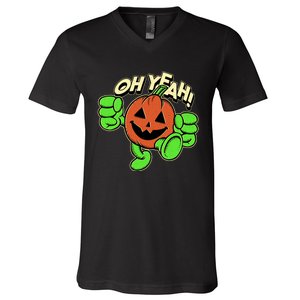 Oh Yeah! Pumpkin Man V-Neck T-Shirt