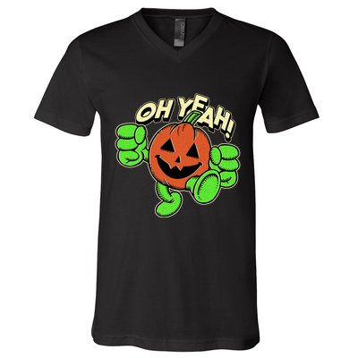 Oh Yeah! Pumpkin Man V-Neck T-Shirt