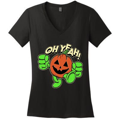 Oh Yeah! Pumpkin Man Women's V-Neck T-Shirt