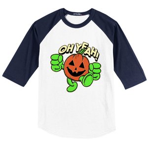 Oh Yeah! Pumpkin Man Baseball Sleeve Shirt