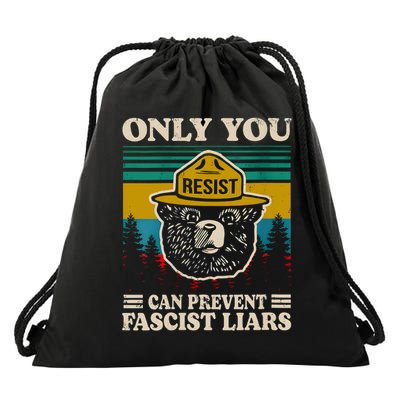 Only You Resist Can Prevent Fascist Liars  Drawstring Bag