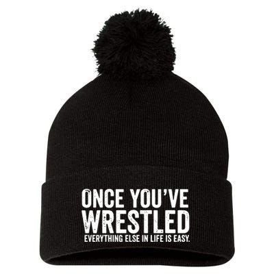 Once You Wrestle Pom Pom 12in Knit Beanie