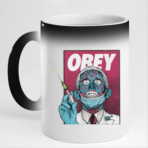 Obey Zombie Fauci Fauci Ouchie Political Tee Shirt 11oz Black Color Changing Mug