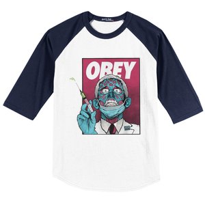 Obey Zombie Fauci Fauci Ouchie Political Baseball Sleeve Shirt