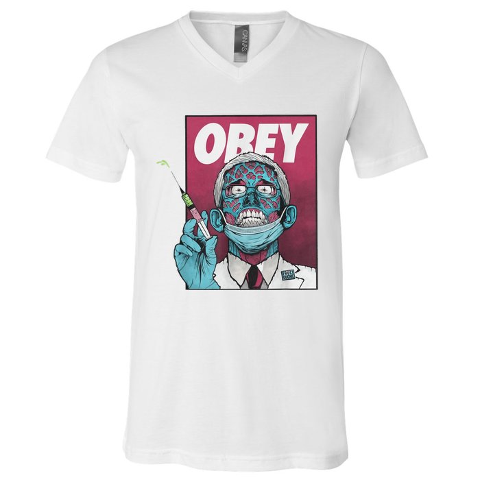 Obey Zombie Fauci Fauci Ouchie Political V-Neck T-Shirt