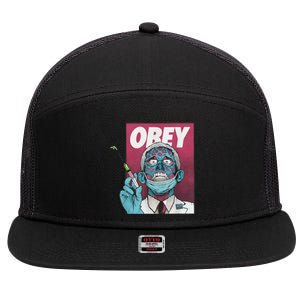 Obey Zombie Fauci Fauci Ouchie Political 7 Panel Mesh Trucker Snapback Hat