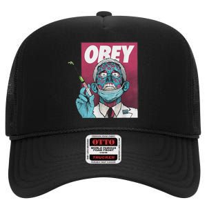 Obey Zombie Fauci Fauci Ouchie Political High Crown Mesh Back Trucker Hat