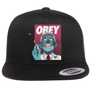 Obey Zombie Fauci Fauci Ouchie Political Flat Bill Trucker Hat