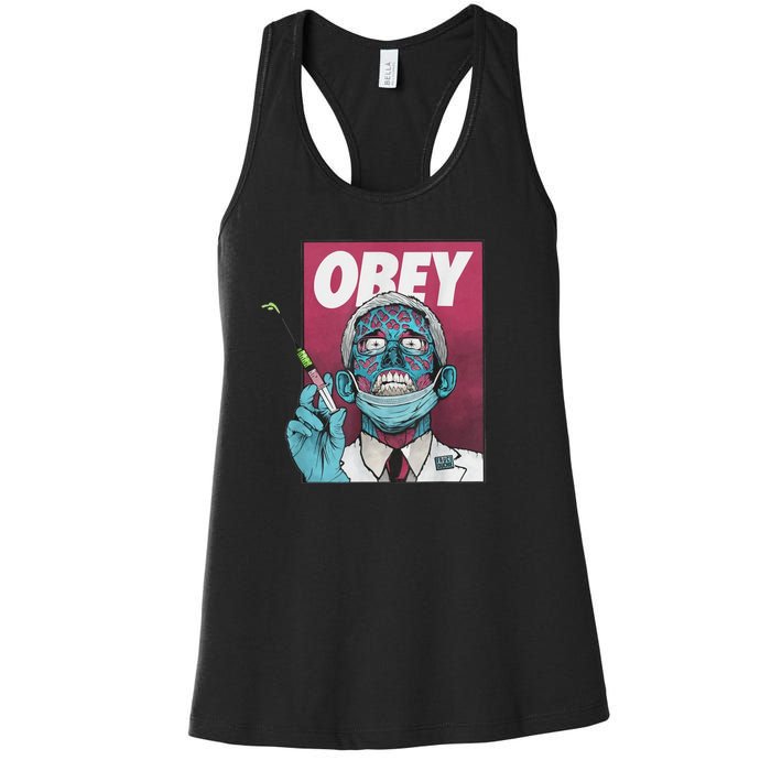 Obey Zombie Fauci Fauci Ouchie Political Women's Racerback Tank