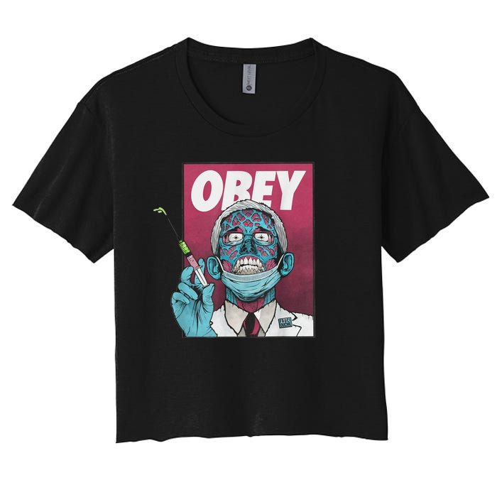 Obey Zombie Fauci Fauci Ouchie Political Women's Crop Top Tee