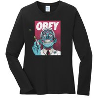 Obey Zombie Fauci Fauci Ouchie Political Ladies Long Sleeve Shirt